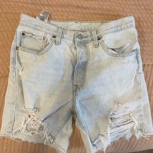 Levi's Light Blue Ripped Jean Shorts